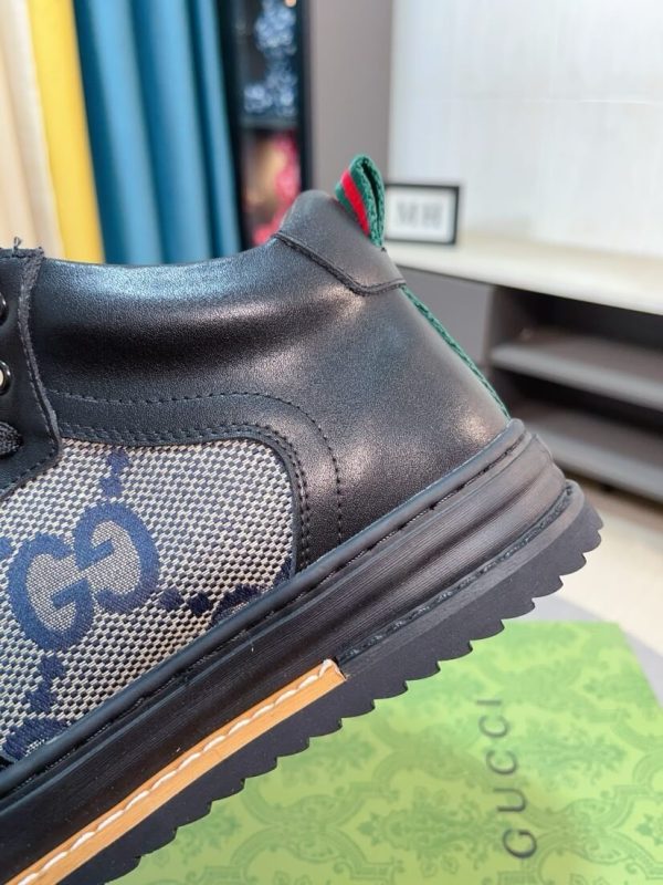 Gucci GG canvas and black leather high-top sneakers