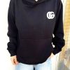 Gucci Interlocking G-patch Drawstring Hoodie- Black (1) Gucci Interlocking G-patch Drawstring Hoodie- Black