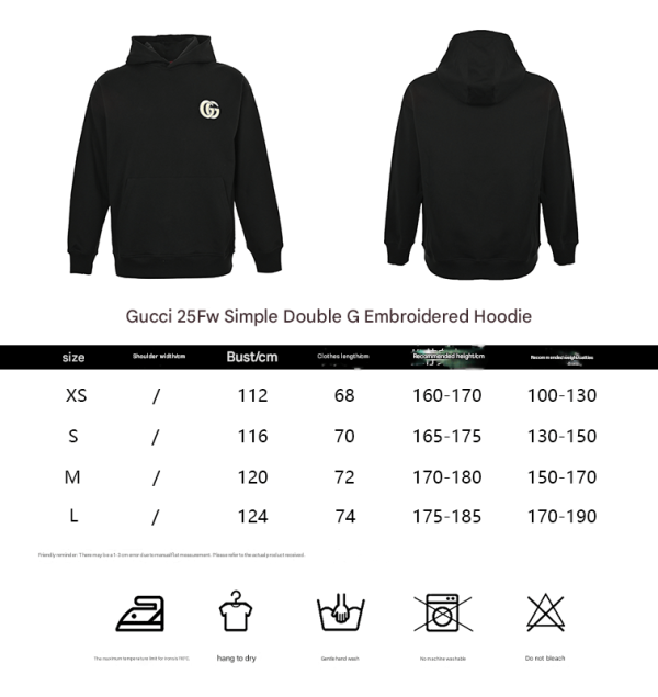 Gucci Interlocking G-patch Drawstring Hoodie- Black (1) Gucci Interlocking G-patch Drawstring Hoodie- Black