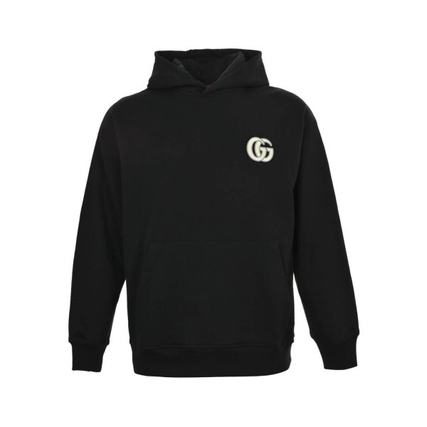 Gucci Interlocking G-patch Drawstring Hoodie- Black (10) Gucci Interlocking G-patch Drawstring Hoodie- Black