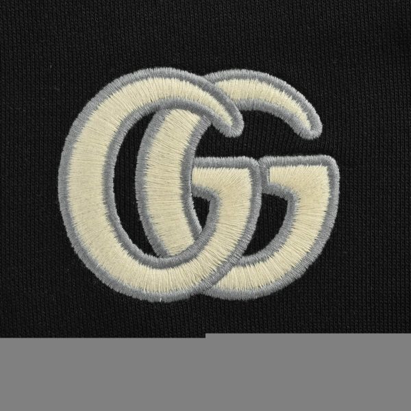 Gucci Interlocking G-patch Drawstring Hoodie- Black (6) Gucci Interlocking G-patch Drawstring Hoodie- Black