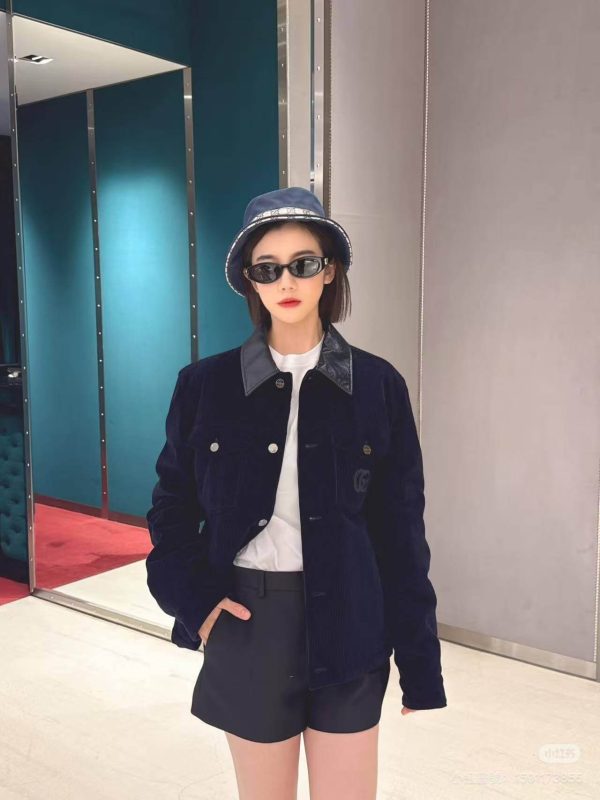 Gucci Men’s Velvet Corduroy Jacket With Double G- Black