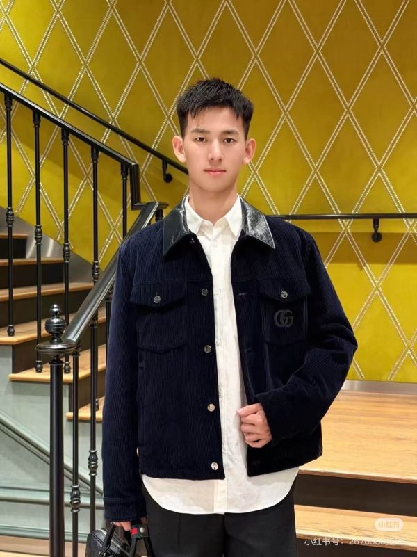 Gucci Men’s Velvet Corduroy Jacket With Double G- Black