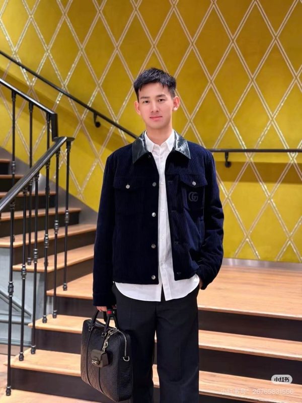 Gucci Men’s Velvet Corduroy Jacket With Double G- Black