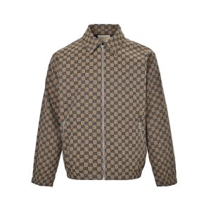 Gucci Reversible GG Harrington  zip-up Jacket- Beige