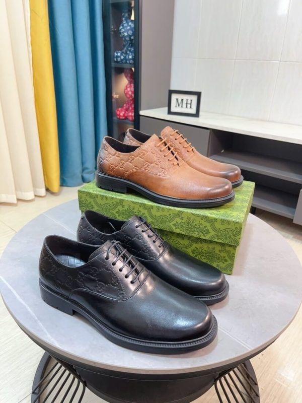 Gucci black leather men's lace-up formal shoes