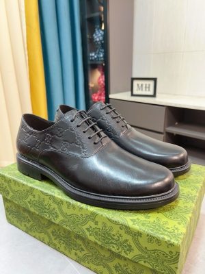 Gucci black leather men's lace-up formal shoes