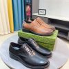 Gucci men's brown leather lace-up formal shoes