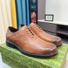 Gucci men's brown leather lace-up formal shoes