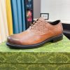 Gucci men's brown leather lace-up formal shoes