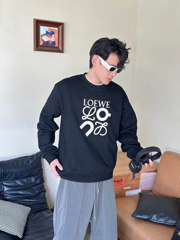 Loewe Anagram Embroidered Crew Neck Sweatshirt- Black