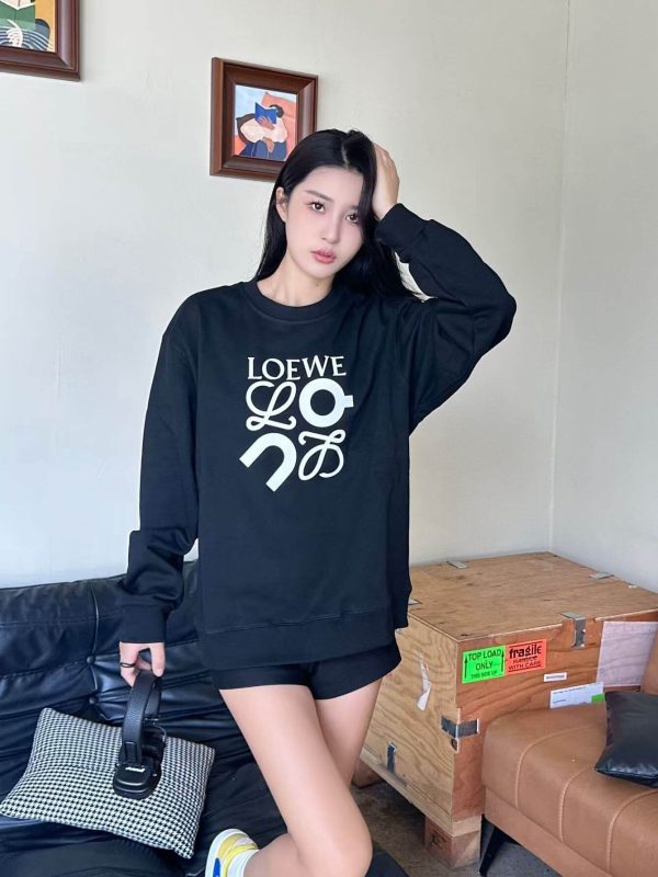 Loewe Anagram Embroidered Crew Neck Sweatshirt- Black