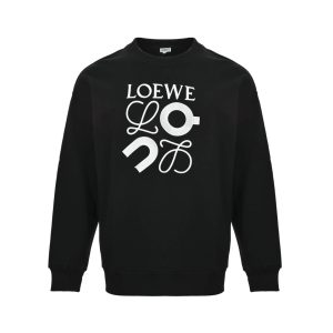 Loewe Anagram Embroidered Crew Neck Sweatshirt- Black