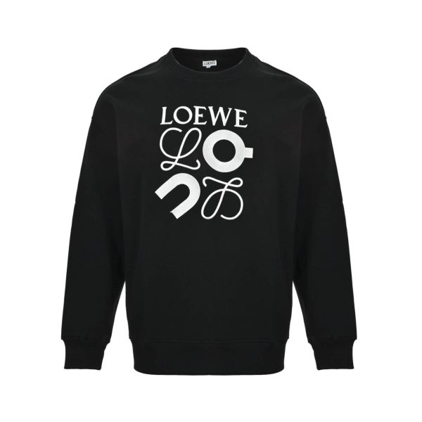 Loewe Anagram Embroidered Crew Neck Sweatshirt- Black