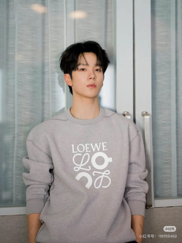Loewe Anagram Embroidered Crew Neck Sweatshirt- Grey (1) Loewe Anagram Embroidered Crew Neck Sweatshirt- Grey