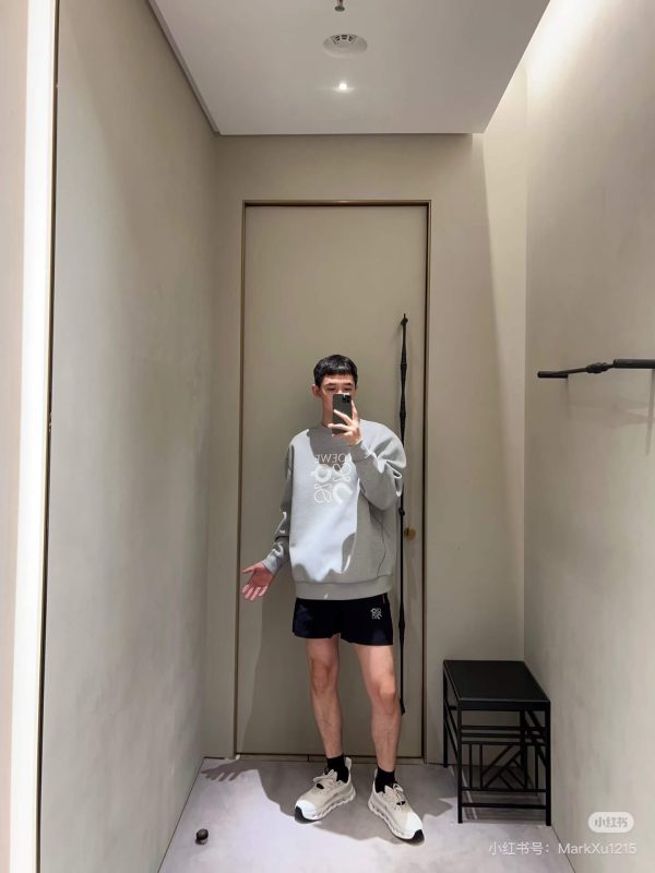 Loewe Anagram Embroidered Crew Neck Sweatshirt- Grey (4) Loewe Anagram Embroidered Crew Neck Sweatshirt- Grey