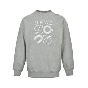 Loewe Anagram Embroidered Crew Neck Sweatshirt- Grey