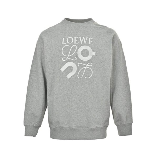 Loewe Anagram Embroidered Crew Neck Sweatshirt- Grey (8) Loewe Anagram Embroidered Crew Neck Sweatshirt- Grey