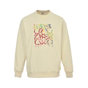 Loewe Anagram Tassel Color Block Crew Neck Sweatshirt- Beige