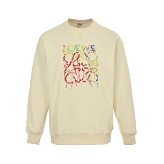 Loewe Anagram Tassel Color Block Crew Neck Sweatshirt- Beige
