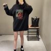 Loewe Anagram Tassel Color Block Crew Neck Sweatshirt- Black