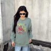 Loewe Anagram Tassel Color Block Crew Neck Sweatshirt- Green