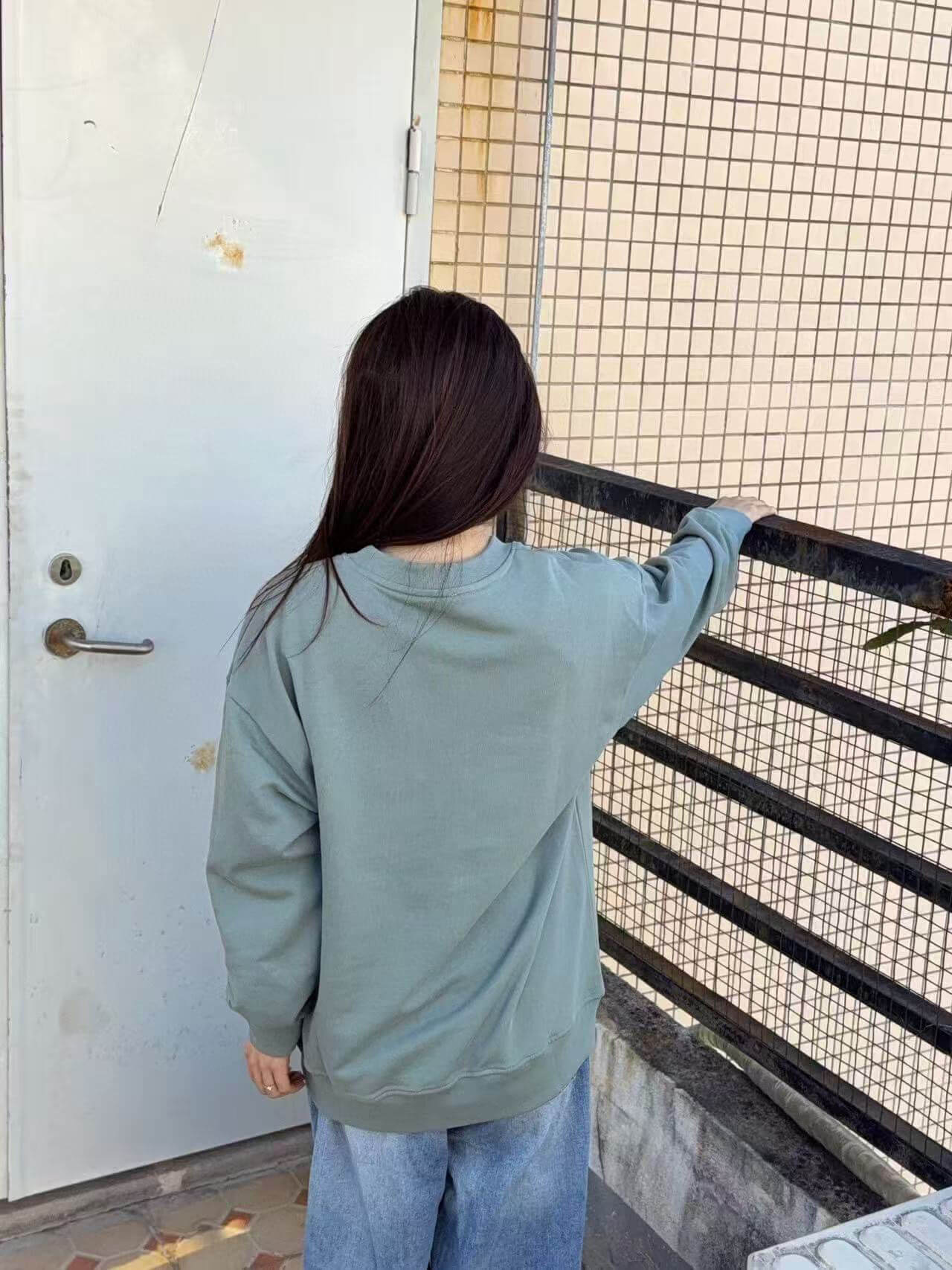 Loewe Anagram Tassel Color Block Crew Neck Sweatshirt- Green 9 Loewe Anagram Tassel Color Block Crew Neck Sweatshirt- Green - Image 9