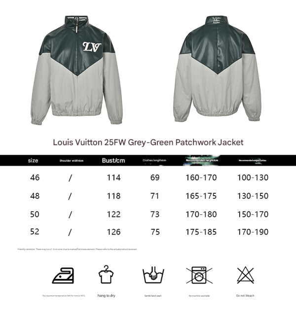 Louis Vuitton Graphic Leather Mix Tracktop- Grey-Green (1) Louis Vuitton Graphic Leather Mix Tracktop Jacket- Grey-Green