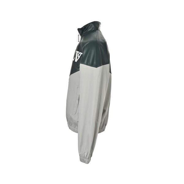 Louis Vuitton Graphic Leather Mix Tracktop- Grey-Green (11) Louis Vuitton Graphic Leather Mix Tracktop Jacket- Grey-Green