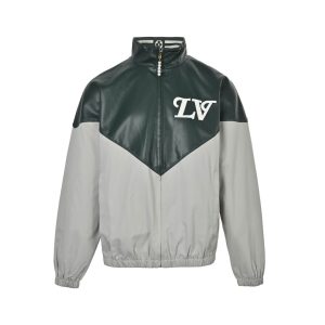 Louis Vuitton Graphic Leather Mix Tracktop Jacket- Grey-Green