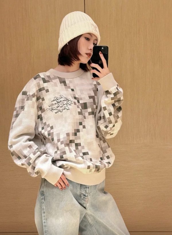 Louis Vuitton Graphic Snake Mosaic Jacquard Sweater- Beige