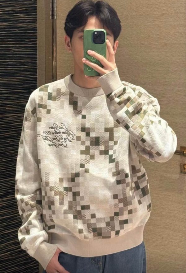 Louis Vuitton Graphic Snake Mosaic Jacquard Sweater- Beige
