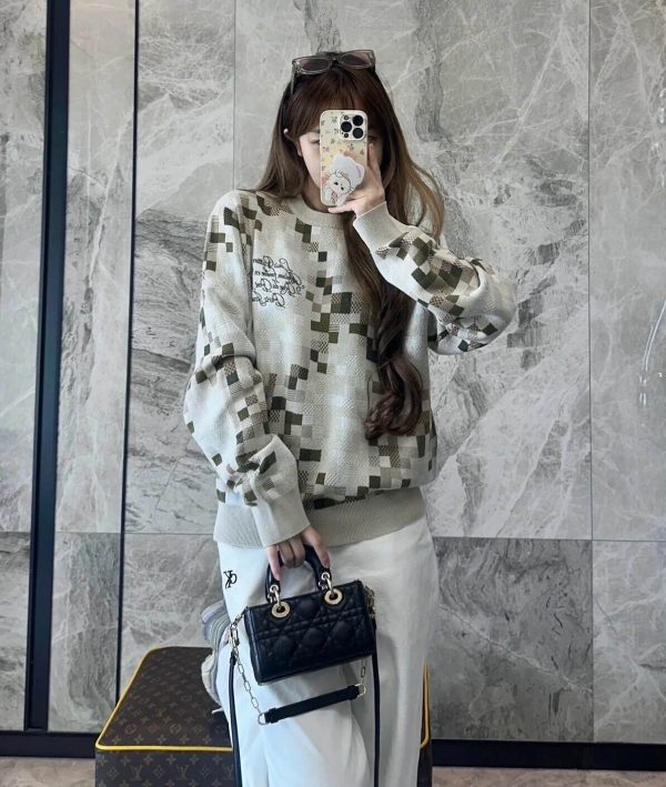 Louis Vuitton Graphic Snake Mosaic Jacquard Sweater- Beige