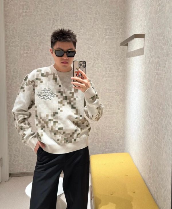 Louis Vuitton Graphic Snake Mosaic Jacquard Sweater- Beige