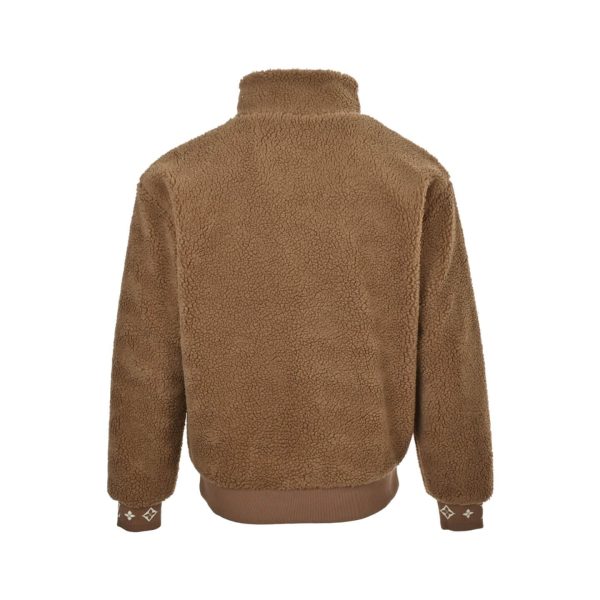 Louis Vuitton Leather Patch Fleece Blouson Jacket- Brown (9) Louis Vuitton Leather Patch Fleece Blouson Jacket- Brown