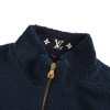 Louis Vuitton Leather Patch Fleece Blouson Jacket- Navy Blue