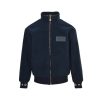 Louis Vuitton Leather Patch Fleece Blouson Jacket- Navy Blue