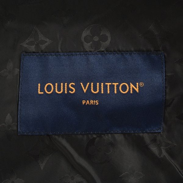 Louis Vuitton Leather Patch Fleece Blouson Jacket- Navy Blue