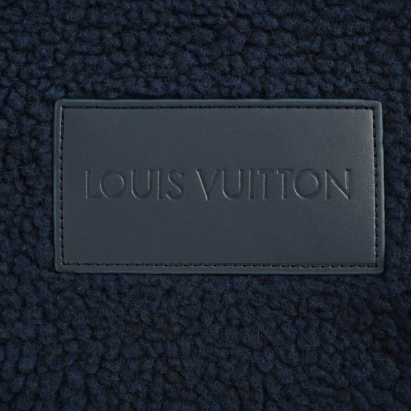 Louis Vuitton Leather Patch Fleece Blouson Jacket- Navy Blue