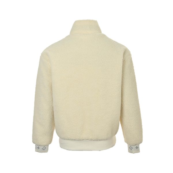 Louis Vuitton Leather Patch Fleece Blouson Jacket- White (8) Louis Vuitton Leather Patch Fleece Blouson Jacket- White