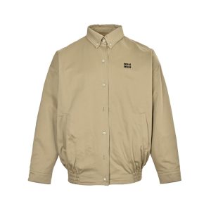 Miu Miu Chino Cloth Blouson Button-up Jacket- Khaki