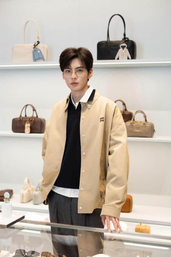 Miu Miu Chino Cloth Blouson Button-up Jacket- Khaki