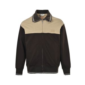 Miu Miu velvet-trim Bomber Jacket- Black