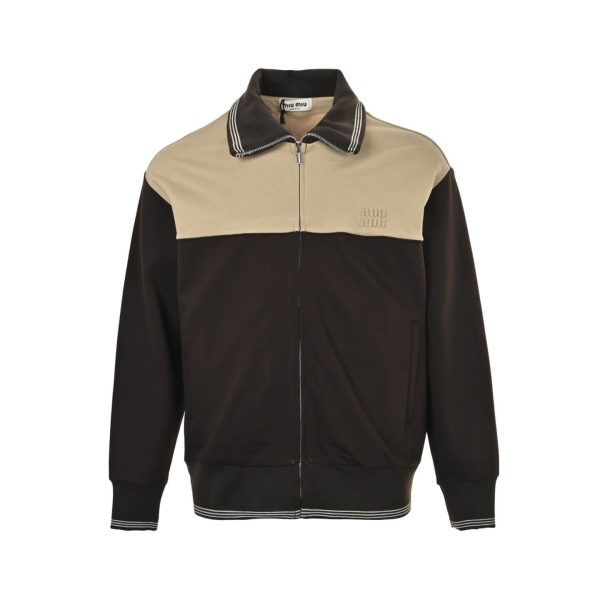 Miu Miu velvet-trim Bomber Jacket- Black