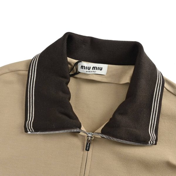 Miu Miu velvet-trim Bomber Jacket- Black