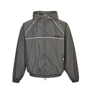 Miu Miu zip-up Hooded Trench Bomber Jacket- Gray