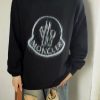 Moncler Blurred Logo Crew Neck Sweatshirt- Black