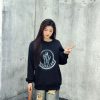 Moncler Blurred Logo Crew Neck Sweatshirt- Black
