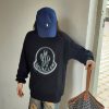 Moncler Blurred Logo Crew Neck Sweatshirt- Black