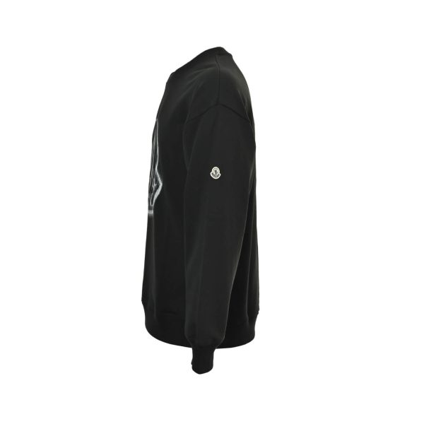 Moncler Blurred Logo Crew Neck Sweatshirt- Black